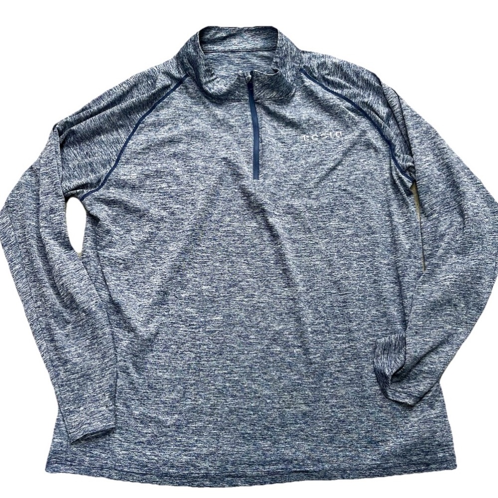 TESLA Women XL Blue Top Performance Training Long Sleeve Logo Car Musk Heathered
